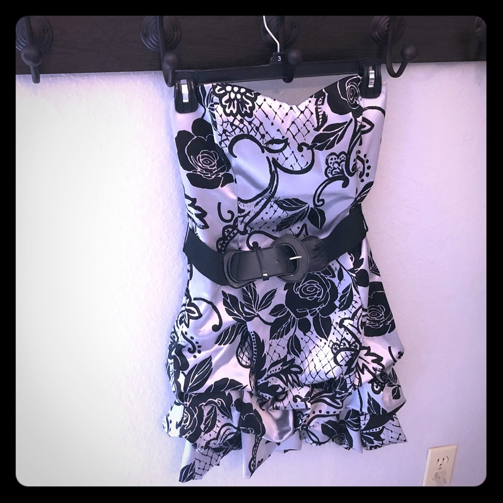 Silver & black satin dress